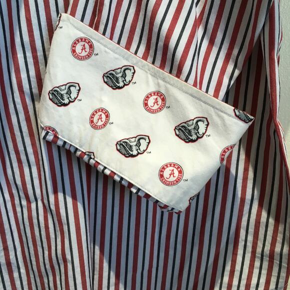 Alabama Football Crimson Tide Button Down Shirt Men's Medium Striped Flip Cuffs - Picture 8 of 12